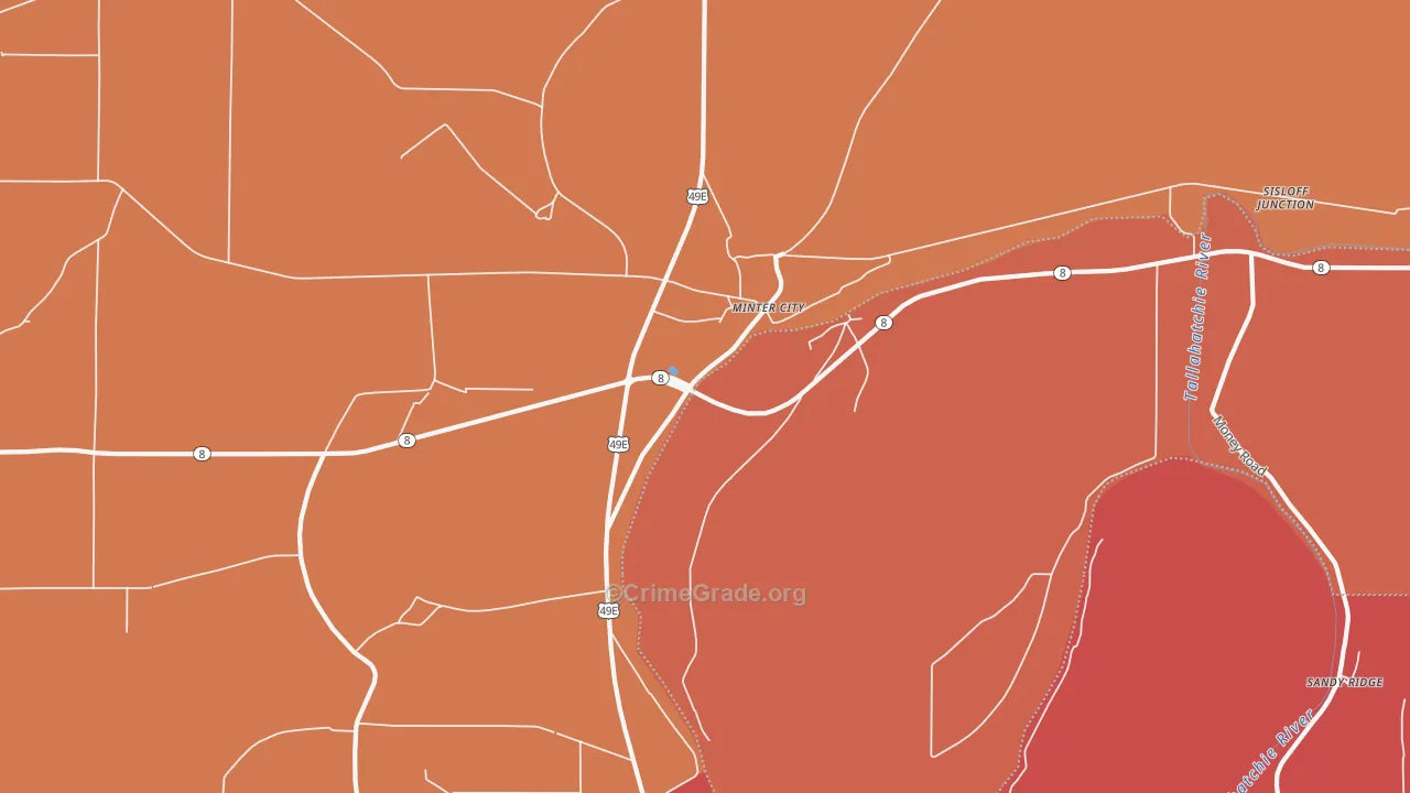 Sunnyside, MS Map of Drug-Related Crime Rates