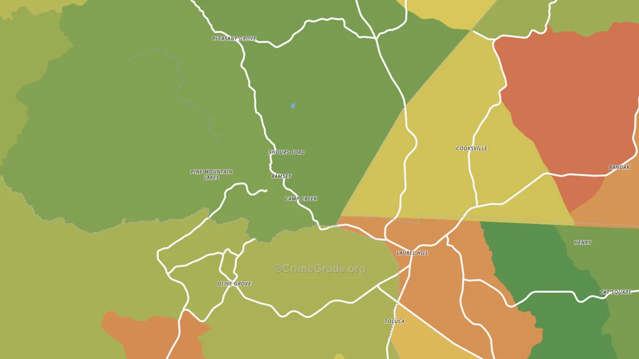 Sunnyside, NC Map of Drug-Related Crime Rates