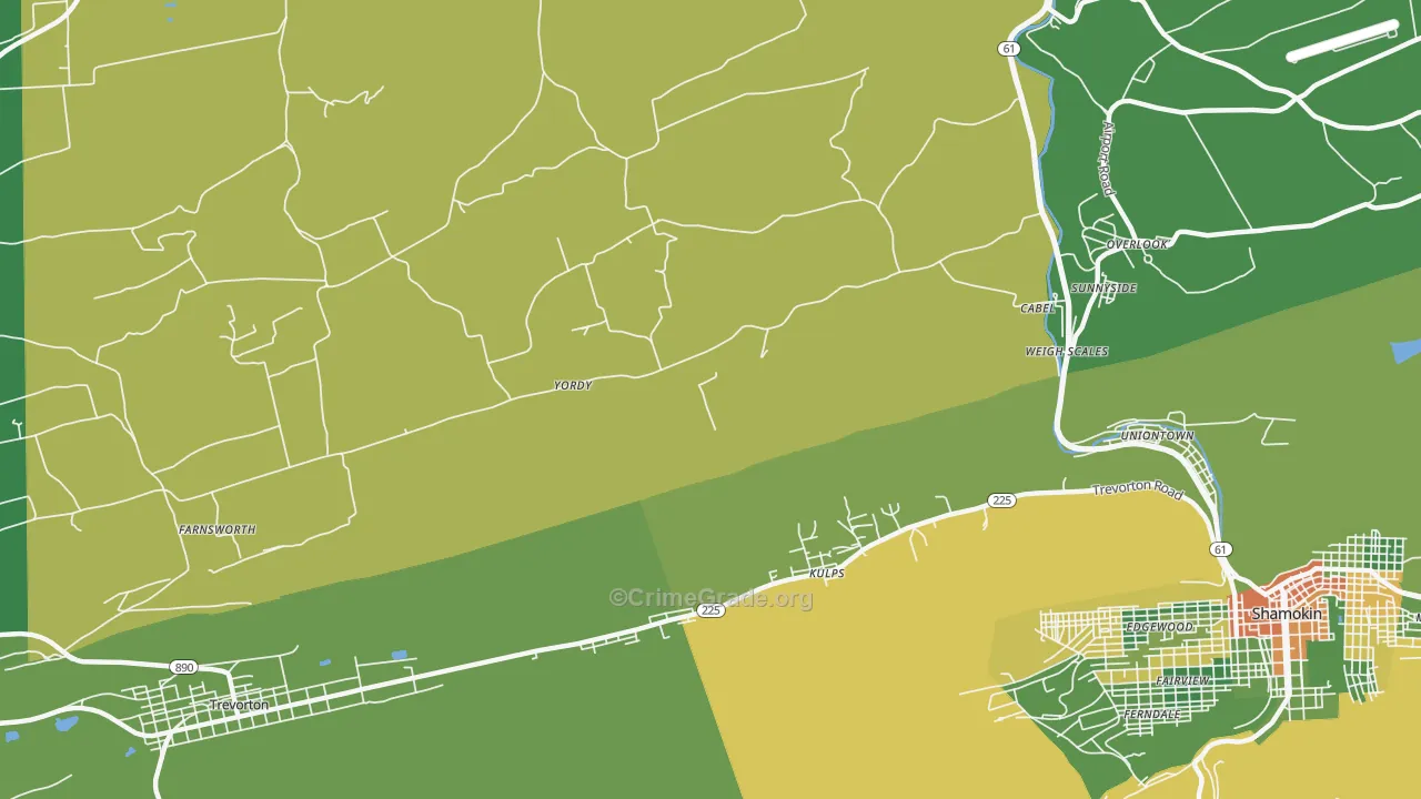 Sunnyside, PA Map of Drug-Related Crime Rates