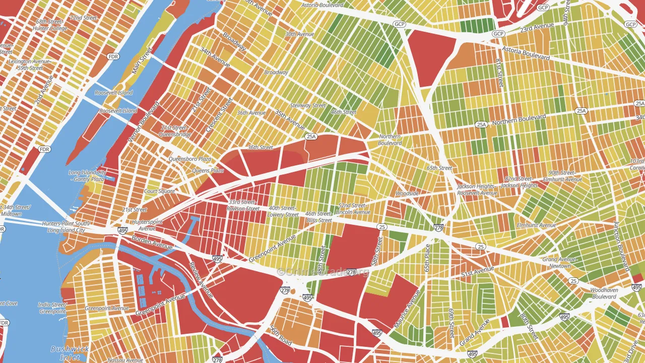 Sunnyside, Queens, NY Map of Drug-Related Crime Rates