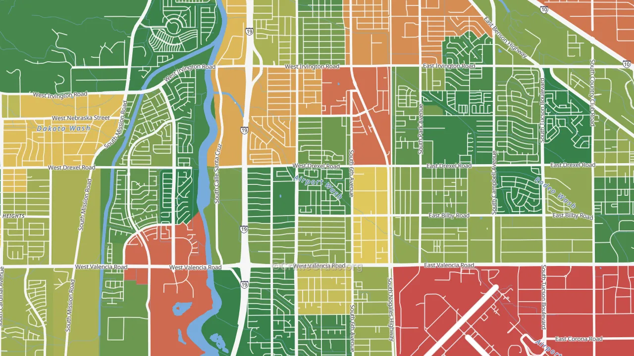 Sunnyside, Tucson, AZ Map of Drug-Related Crime Rates