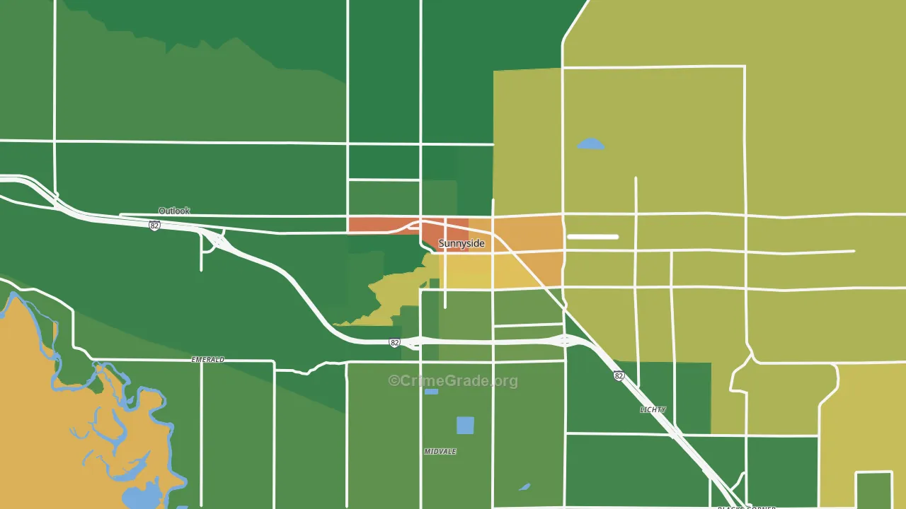 Sunnyside, WA Map of Drug-Related Crime Rates