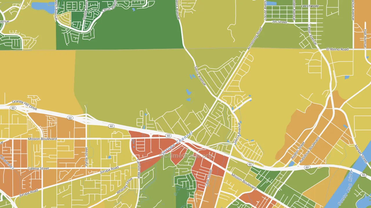 Sunnyslope, Riverside, CA Map of Drug-Related Crime Rates