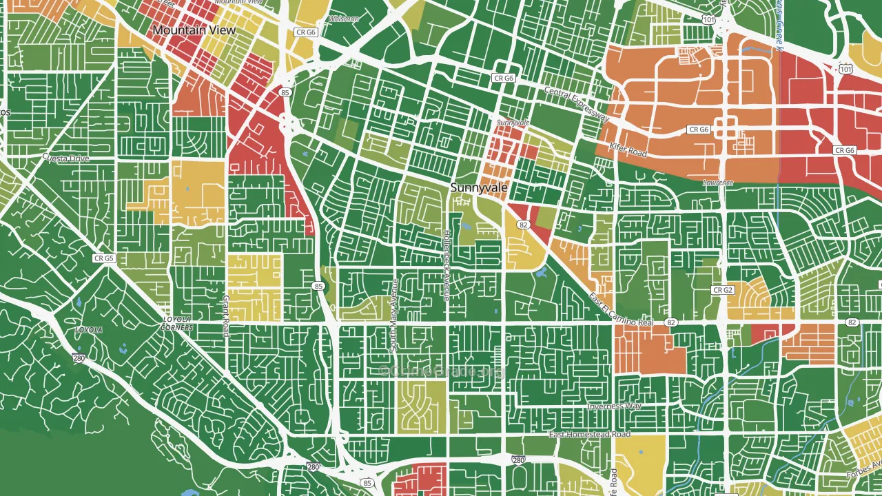 Sunnyvale West, Sunnyvale, CA Map of Drug-Related Crime Rates