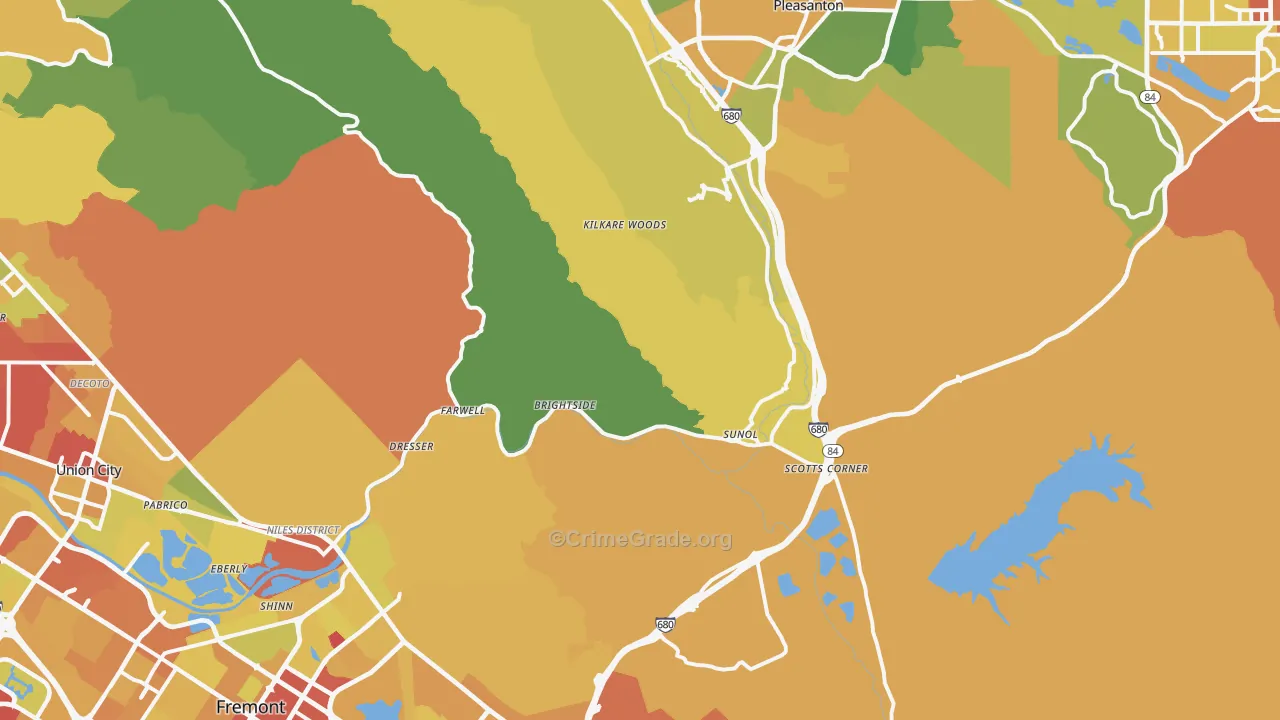 Sunol, CA Map of Drug-Related Crime Rates
