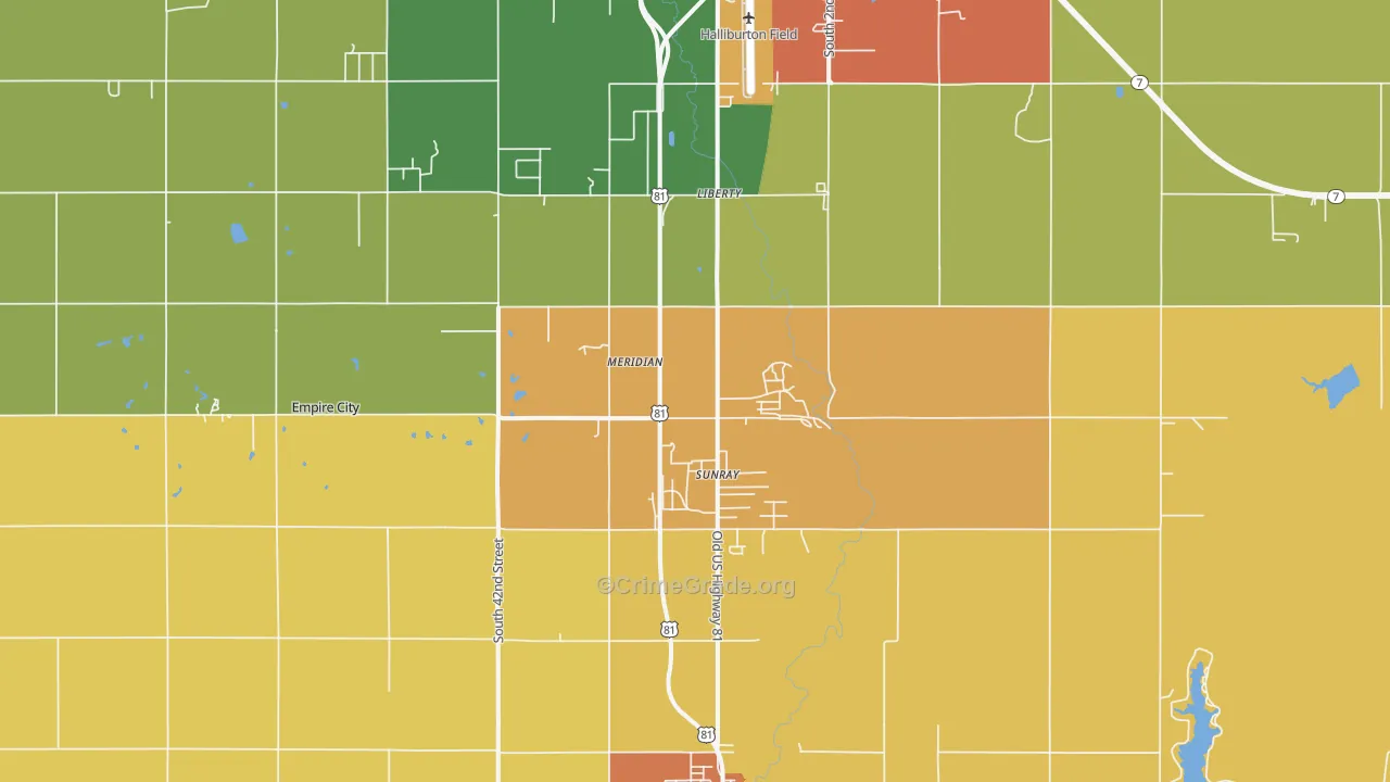Sunray, OK Map of Drug-Related Crime Rates