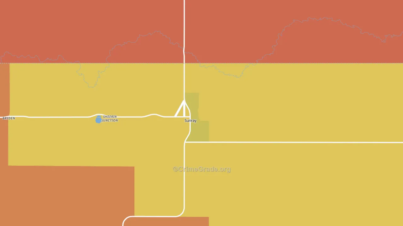 Sunray, TX Map of Drug-Related Crime Rates