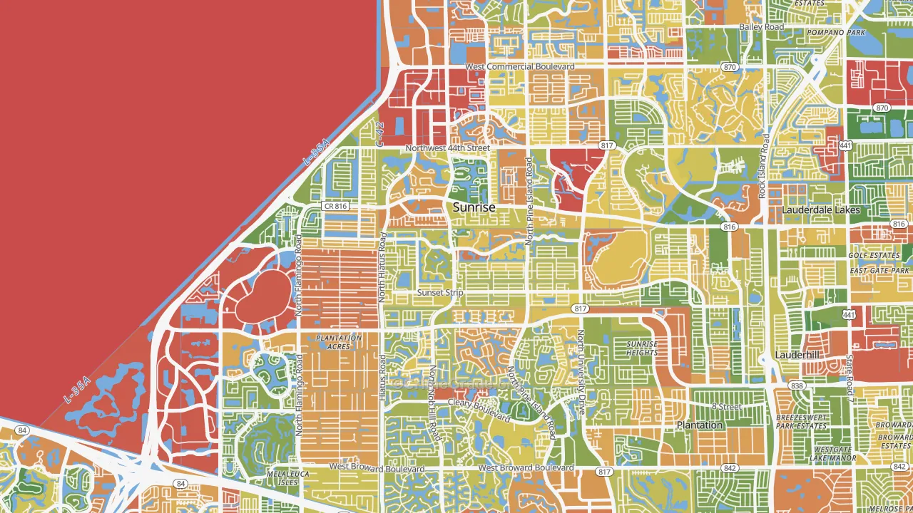 Sunrise, FL Map of Drug-Related Crime Rates