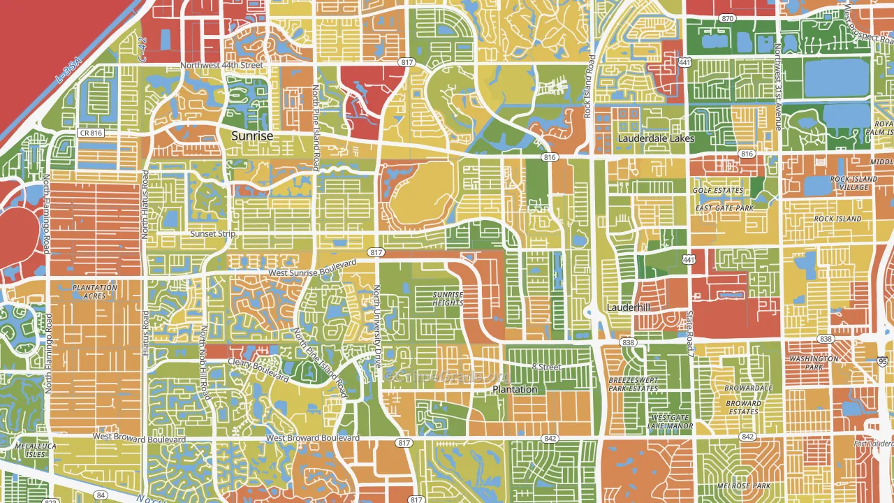 Sunrise Golf Village East, Sunrise, FL Map of Drug-Related Crime Rates