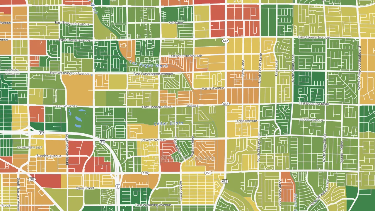 Sunrise, Las Vegas, NV Map of Drug-Related Crime Rates