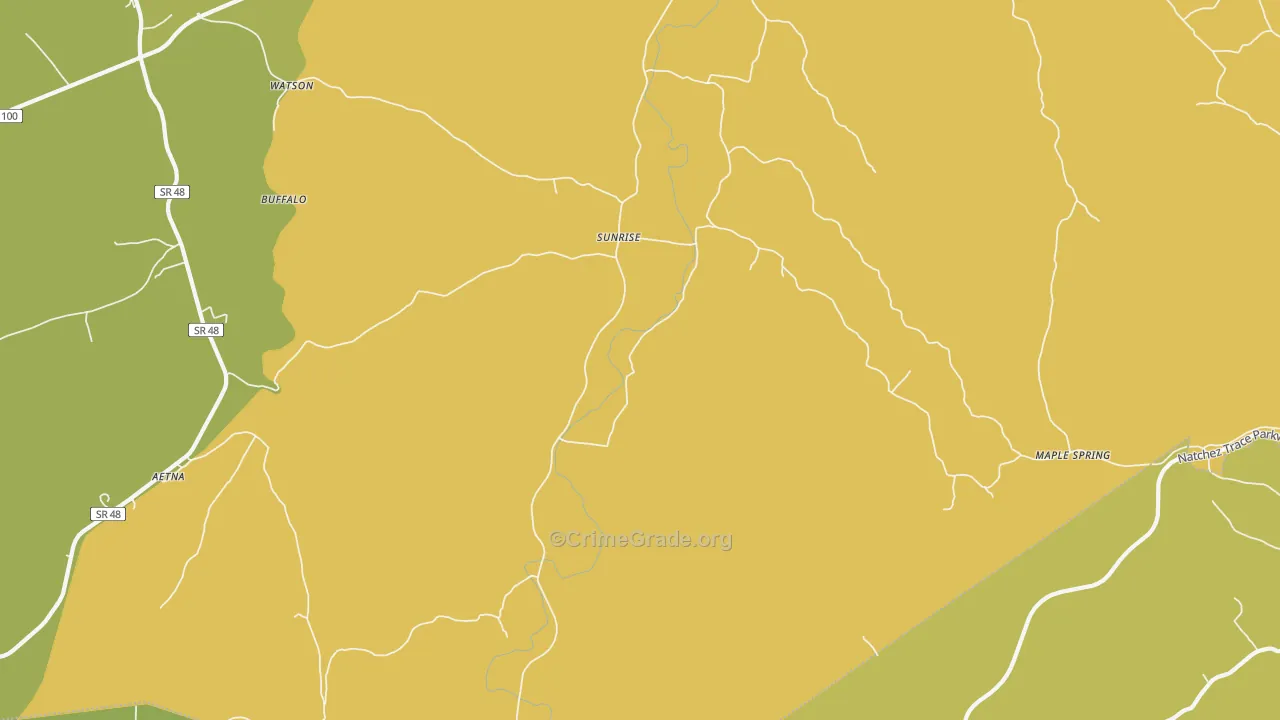 Sunrise, TN Map of Drug-Related Crime Rates