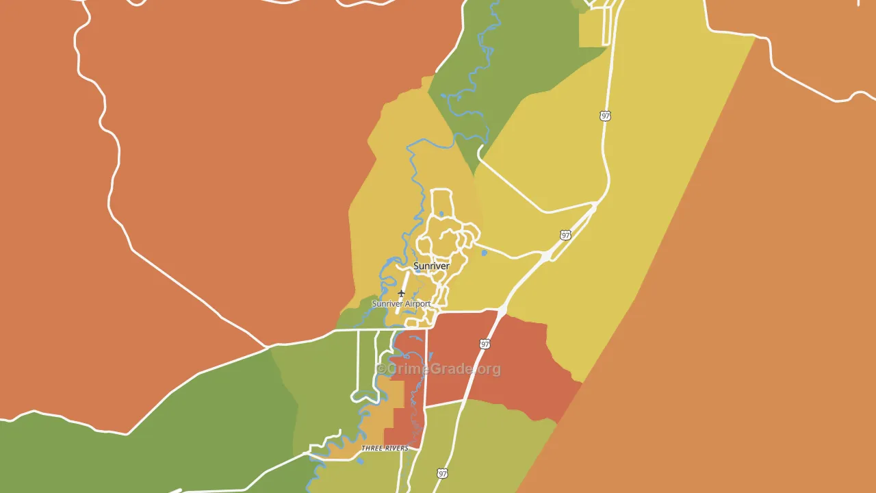 Sunriver, OR Map of Drug-Related Crime Rates