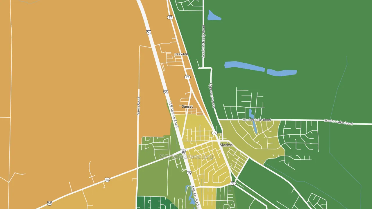 Sunset, AR Map of Drug-Related Crime Rates