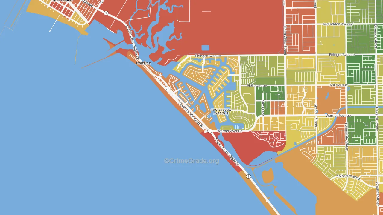 Sunset Beach, CA Map of Drug-Related Crime Rates