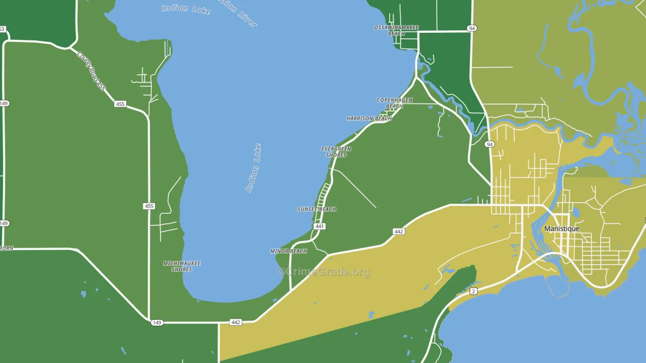 Sunset Beach, MI Map of Drug-Related Crime Rates