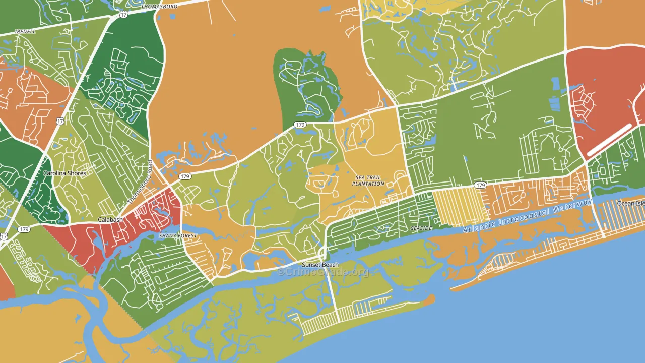 Sunset Beach, NC Map of Drug-Related Crime Rates