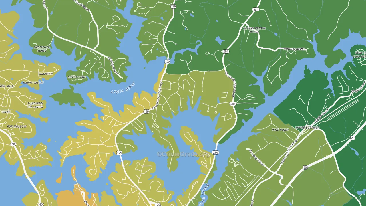 Sunset Heights, GA Map of Drug-Related Crime Rates
