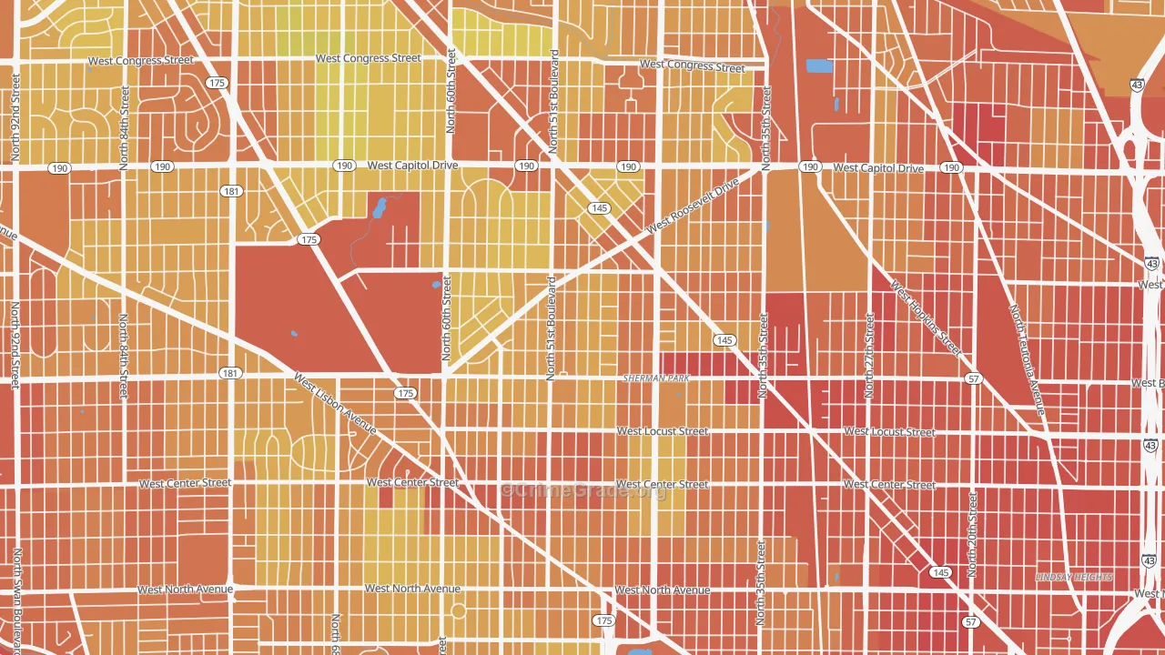 Sunset Heights, Milwaukee, WI Map of Drug-Related Crime Rates