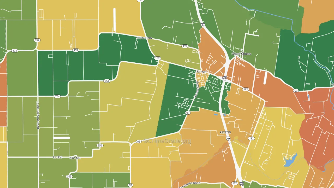 Sunset, LA Map of Drug-Related Crime Rates