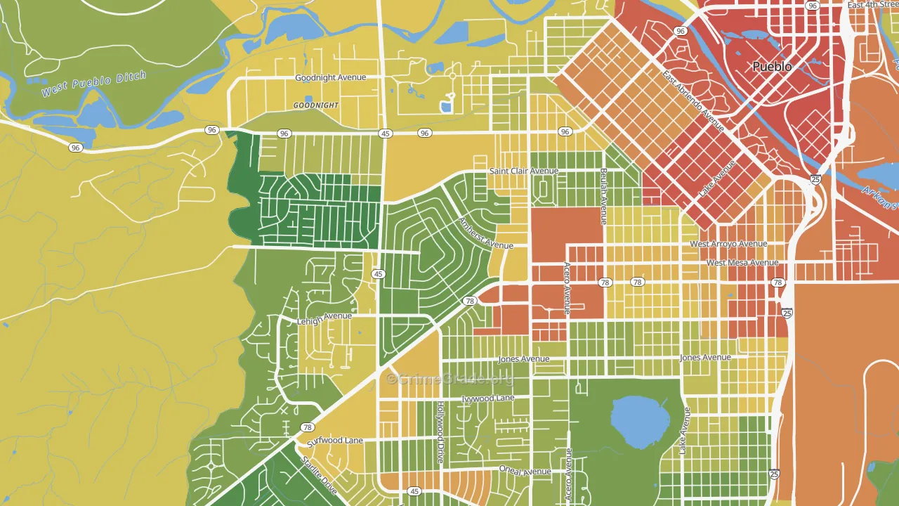 Sunset, Pueblo, CO Map of Drug-Related Crime Rates