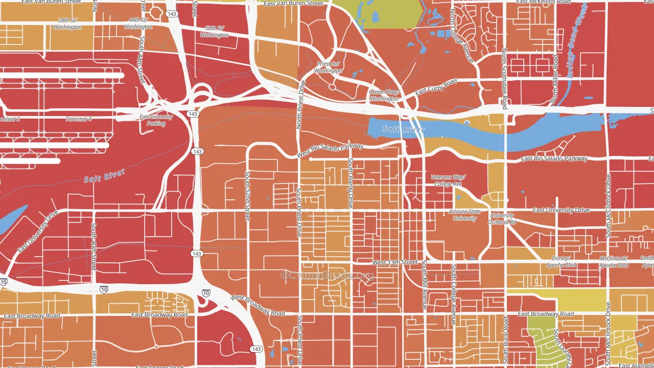 Sunset, Tempe, AZ Map of Drug-Related Crime Rates