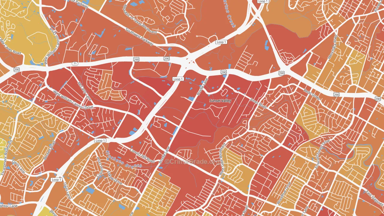 Sunset Valley, TX Map of Drug-Related Crime Rates