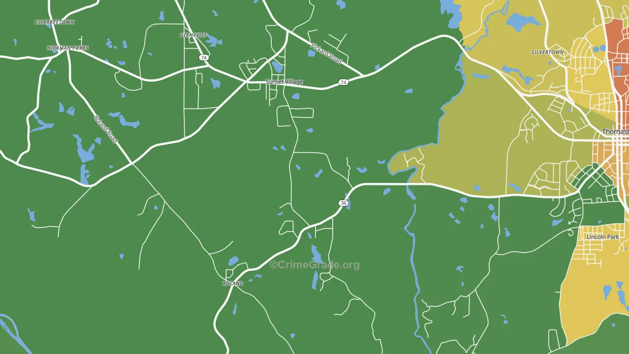 Sunset Village, GA Map of Drug-Related Crime Rates