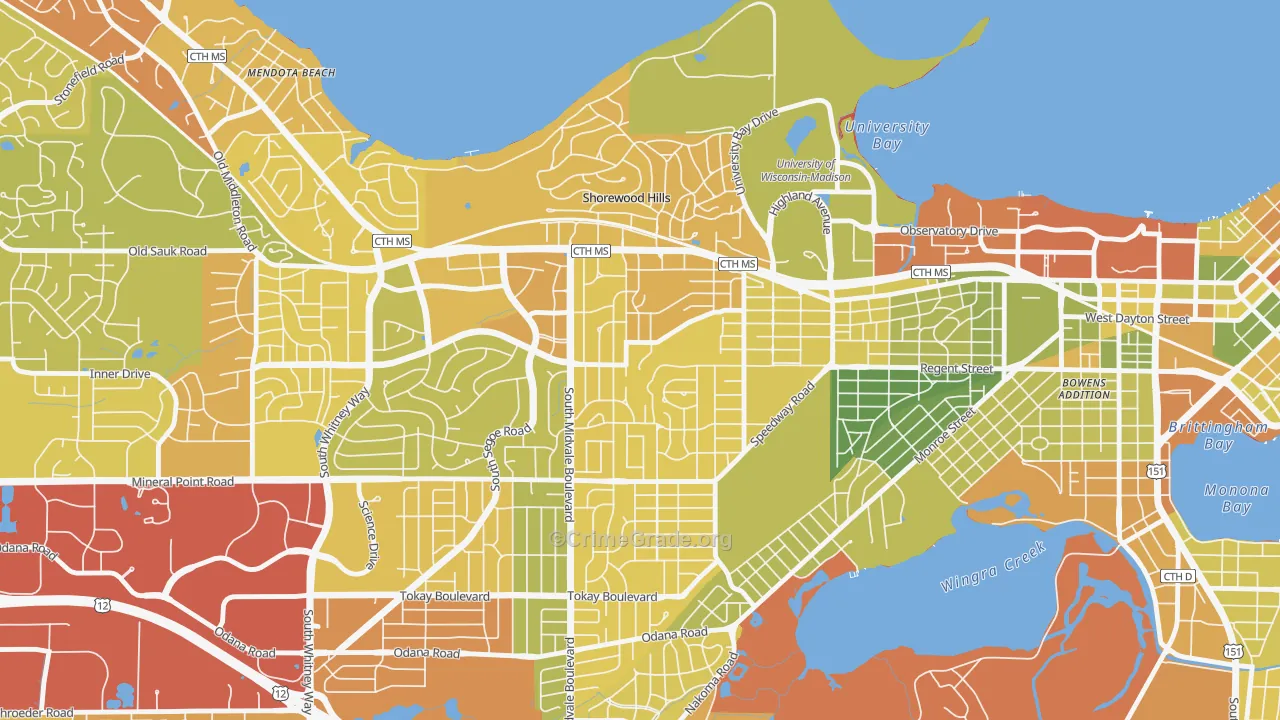 Sunset Village, Madison, WI Map of Drug-Related Crime Rates