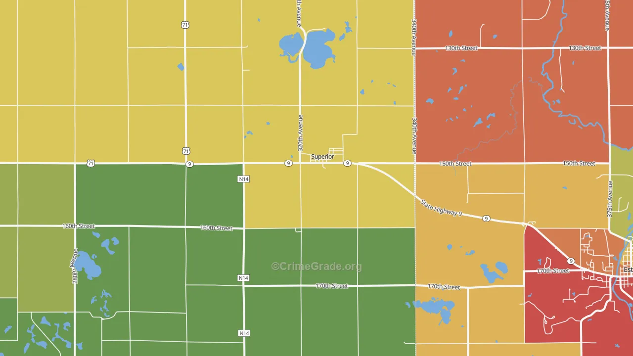 Superior, IA Map of Drug-Related Crime Rates
