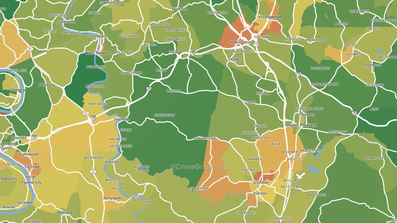 Superior, PA Map of Drug-Related Crime Rates