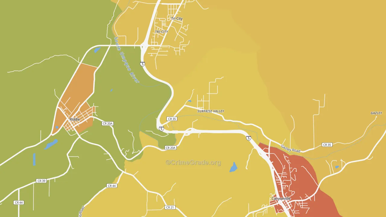 Surprise Valley, OR Map of Drug-Related Crime Rates