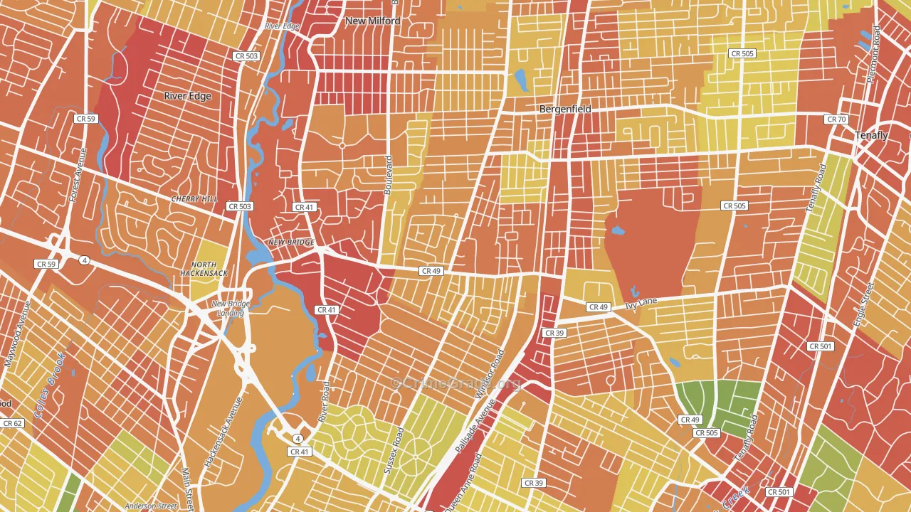 Surrey Lane, Bergenfield, NJ Map of Drug-Related Crime Rates