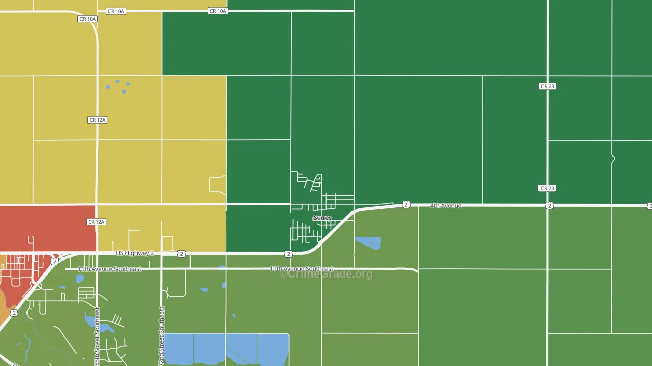 Surrey, ND Map of Drug-Related Crime Rates