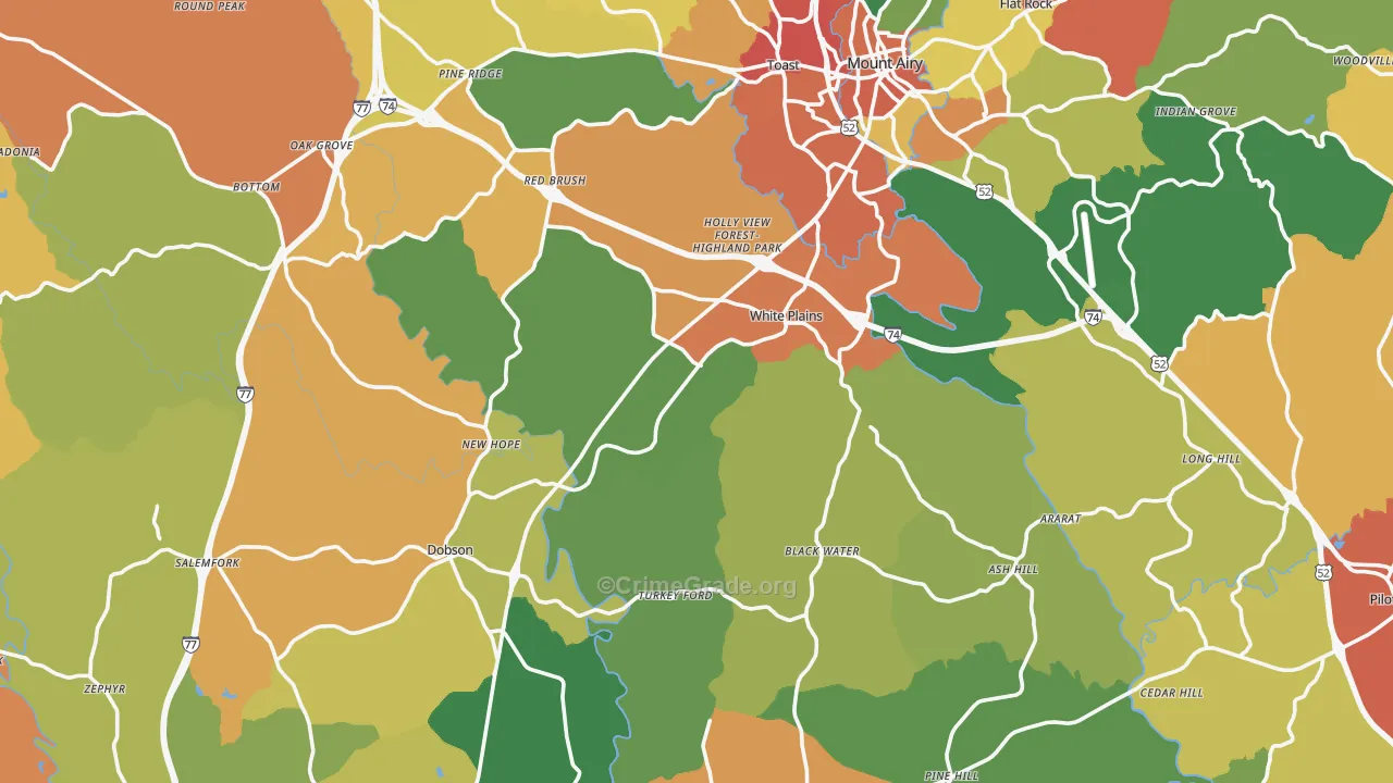 Surry County, NC Map of Drug-Related Crime Rates