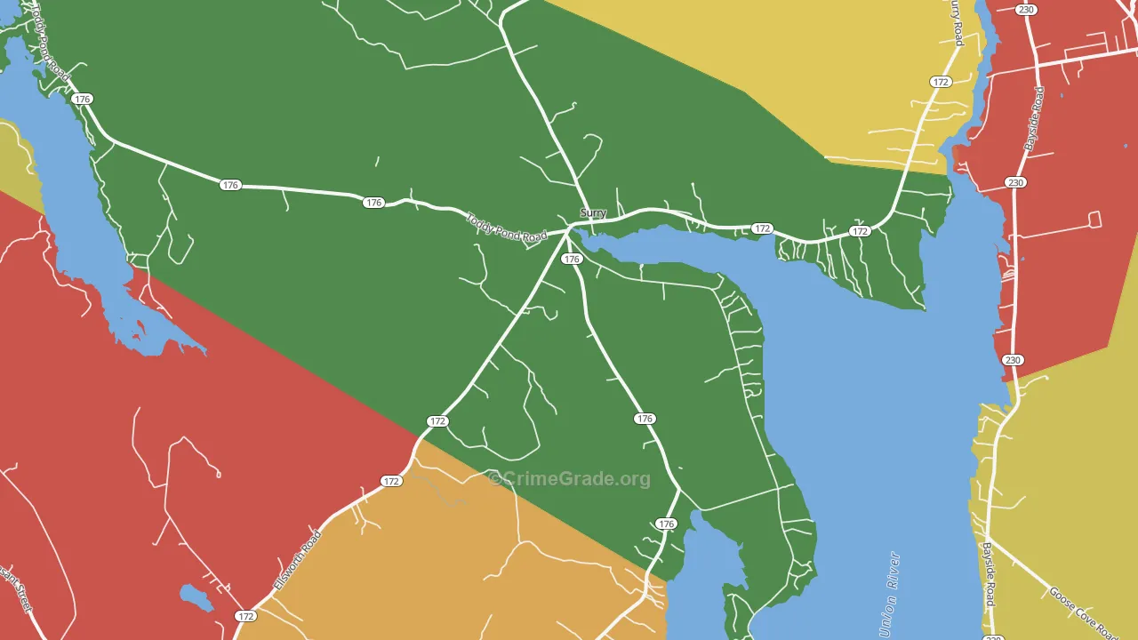 Surry, ME Map of Drug-Related Crime Rates
