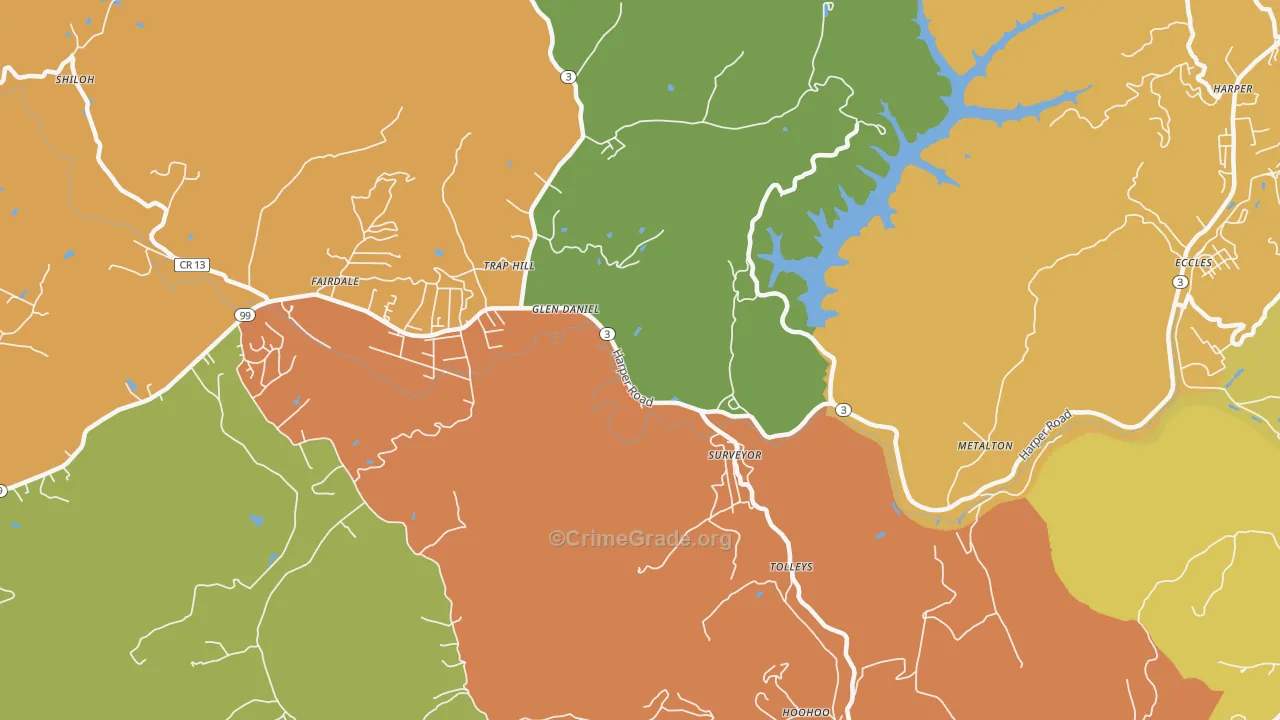 Surveyor, WV Map of Drug-Related Crime Rates