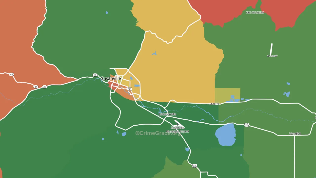 Susanville, CA Map of Drug-Related Crime Rates