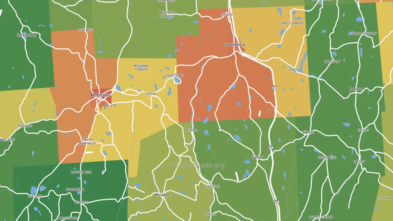 Susquehanna County, PA Map of Drug-Related Crime Rates