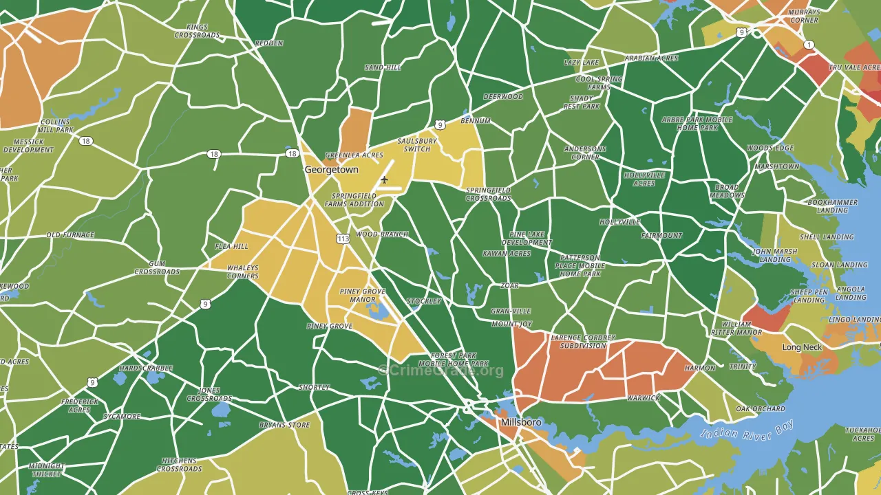 Sussex County, DE Map of Drug-Related Crime Rates
