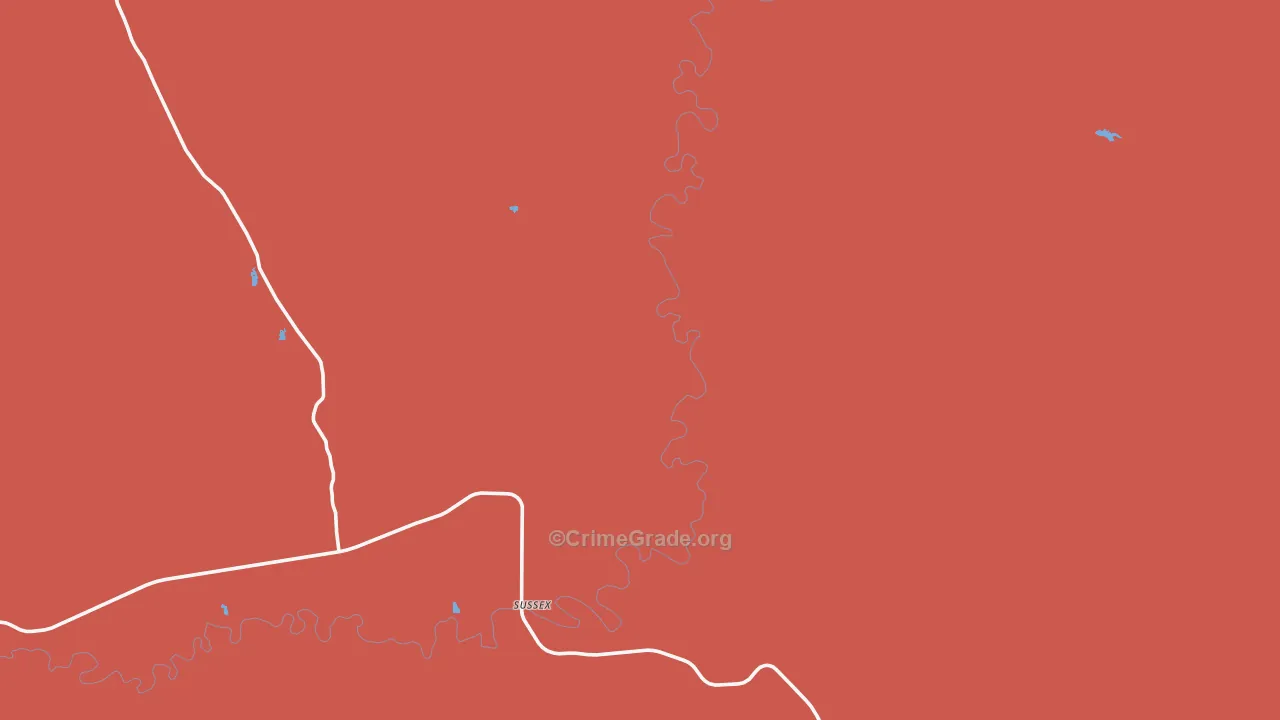 Sussex, WY Map of Drug-Related Crime Rates