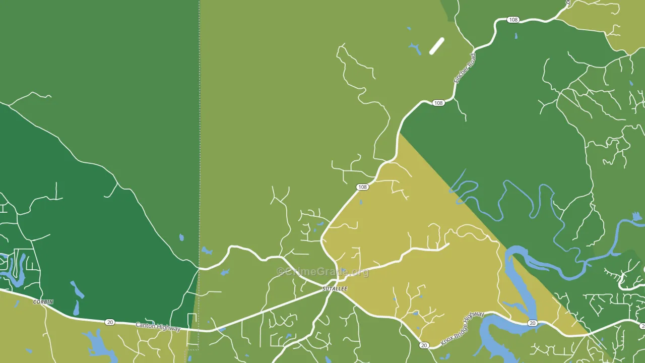 Sutallee, GA Map of Drug-Related Crime Rates