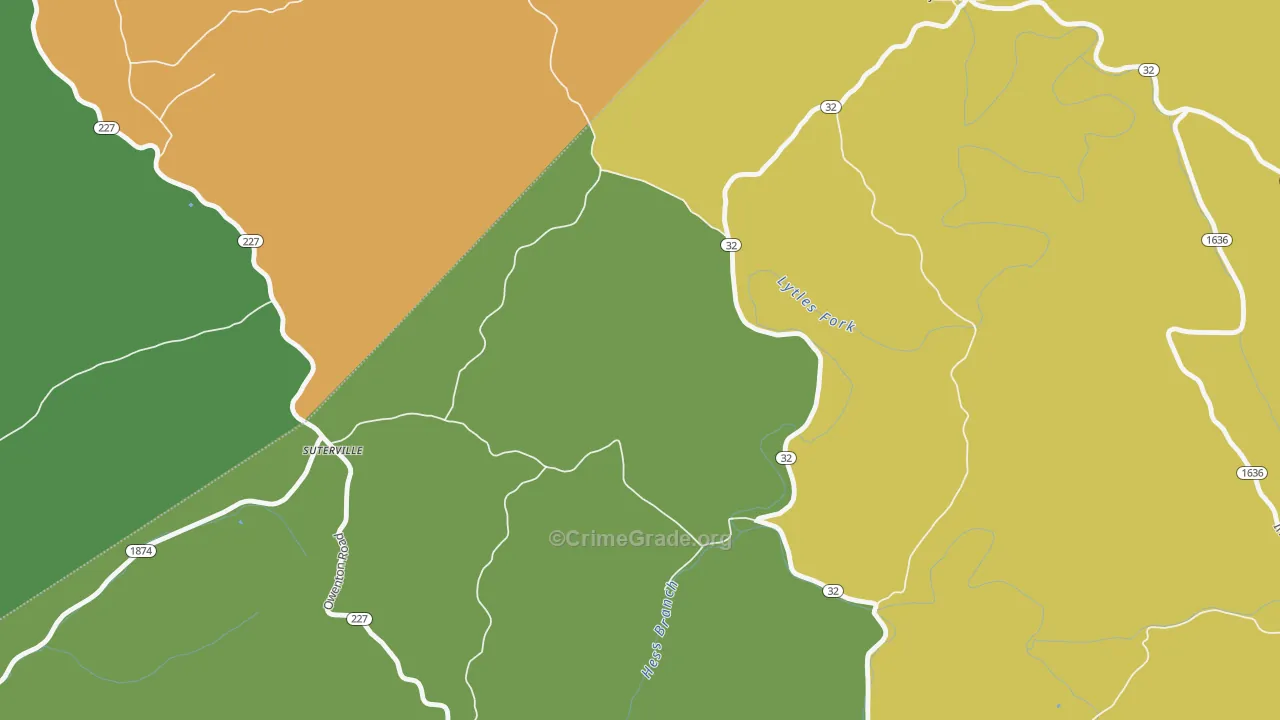 Suterville, KY Map of Drug-Related Crime Rates