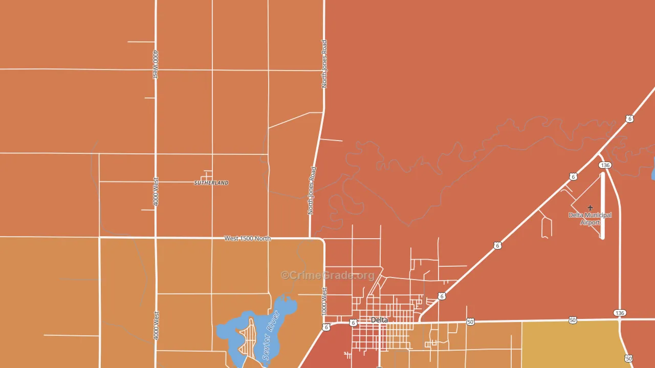 Sutherland, UT Map of Drug-Related Crime Rates