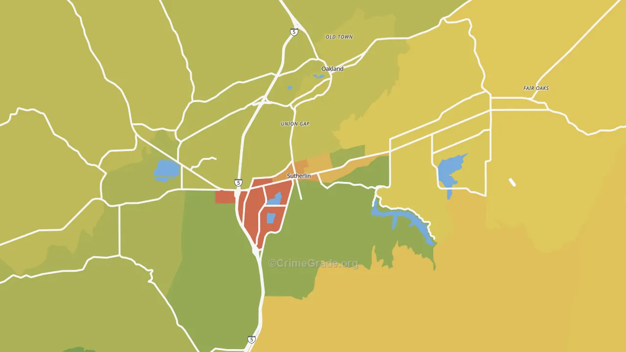 Sutherlin, OR Map of Drug-Related Crime Rates