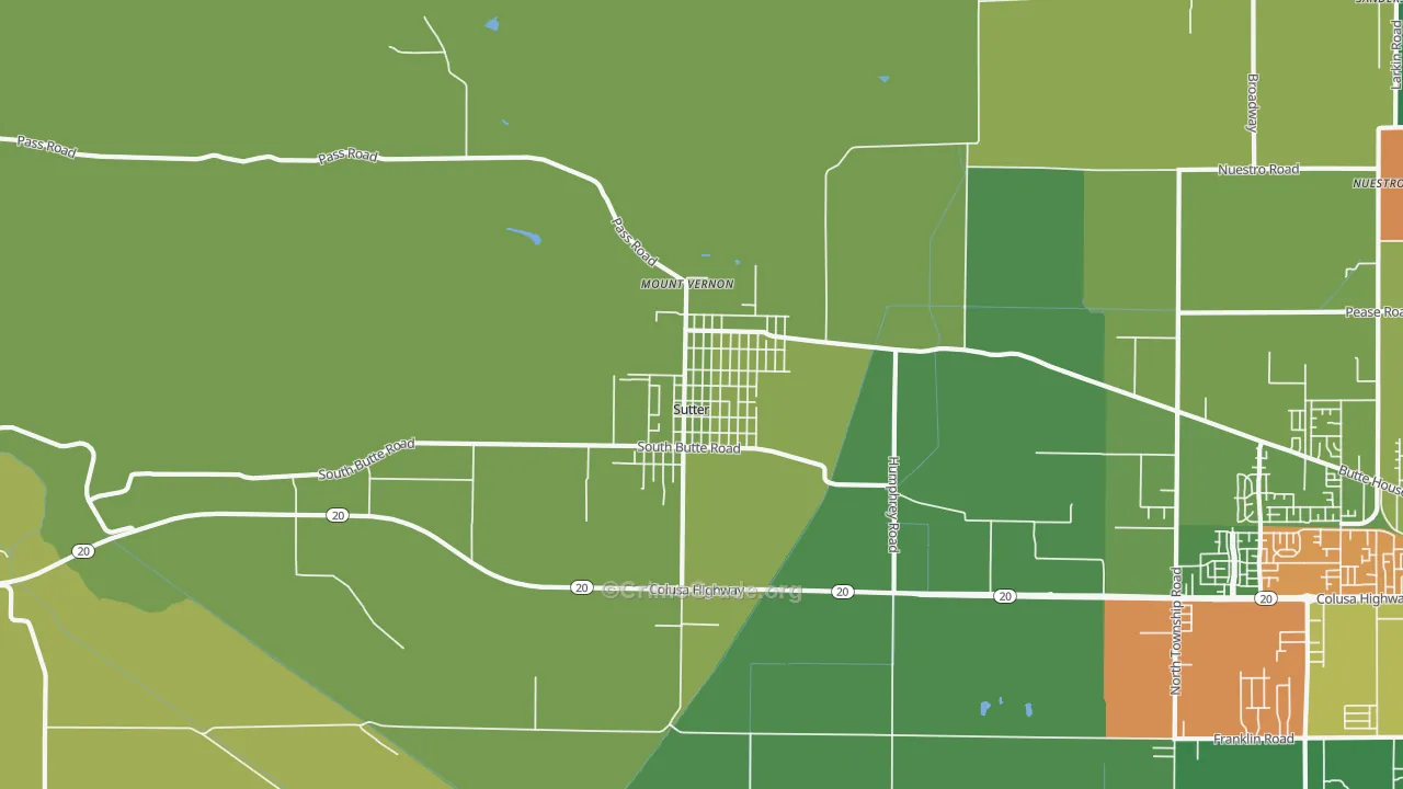 Sutter, CA Map of Drug-Related Crime Rates