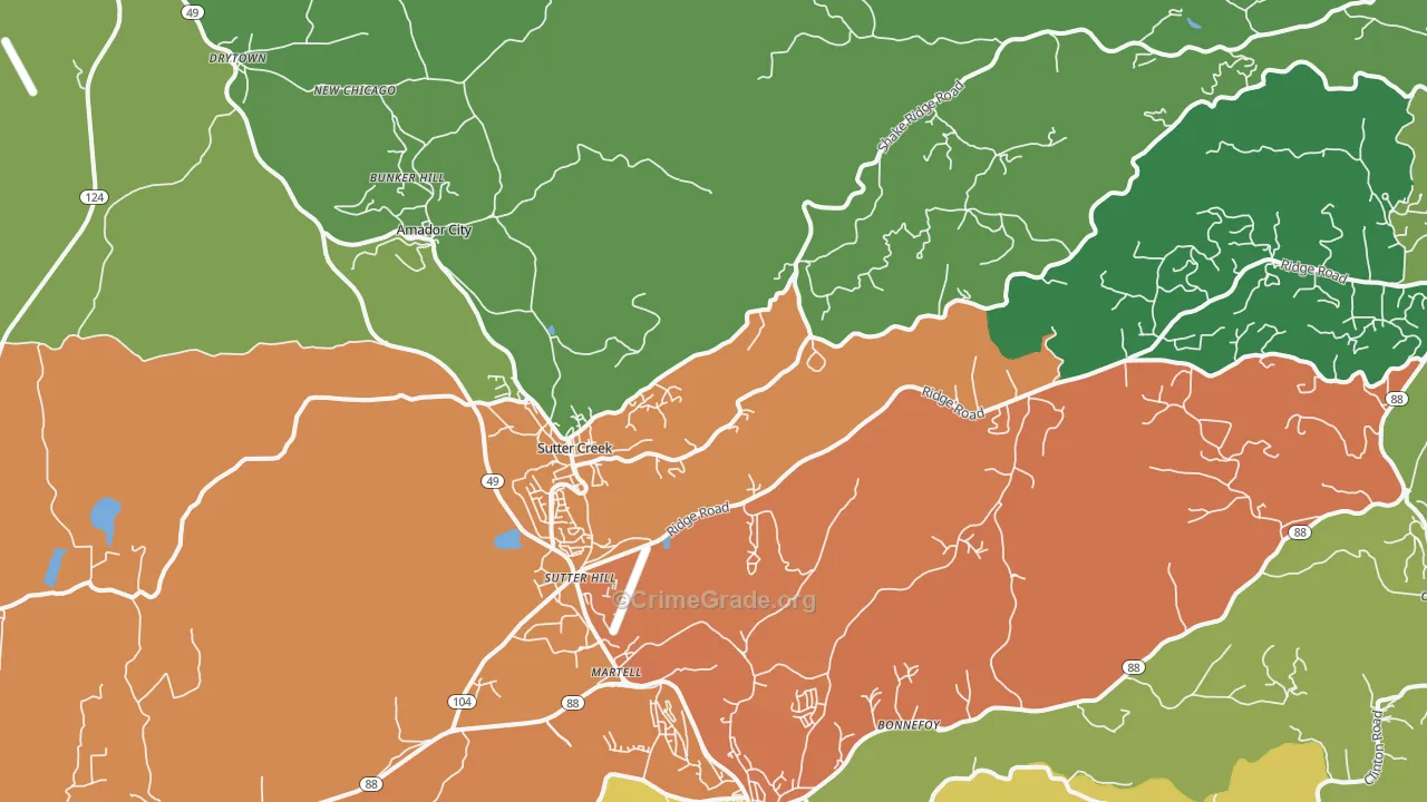 Sutter Creek, CA Map of Drug-Related Crime Rates