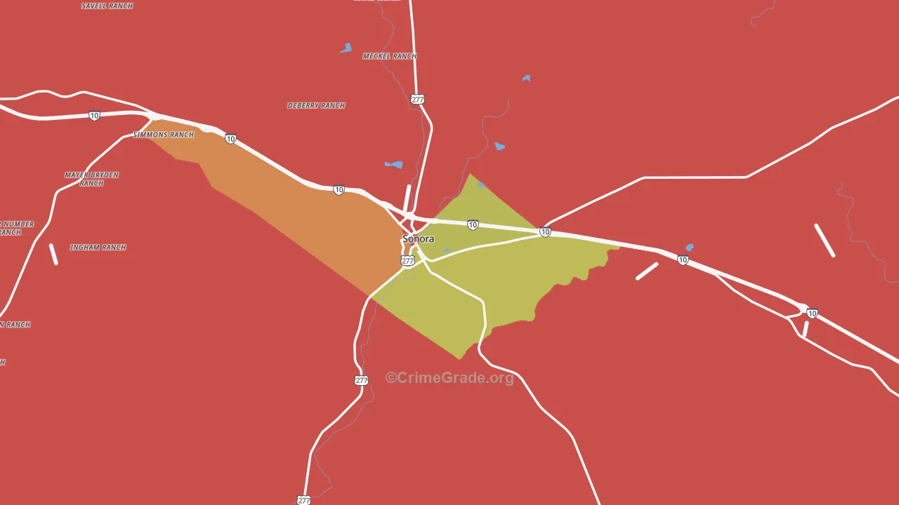 Sutton County, TX Map of Drug-Related Crime Rates