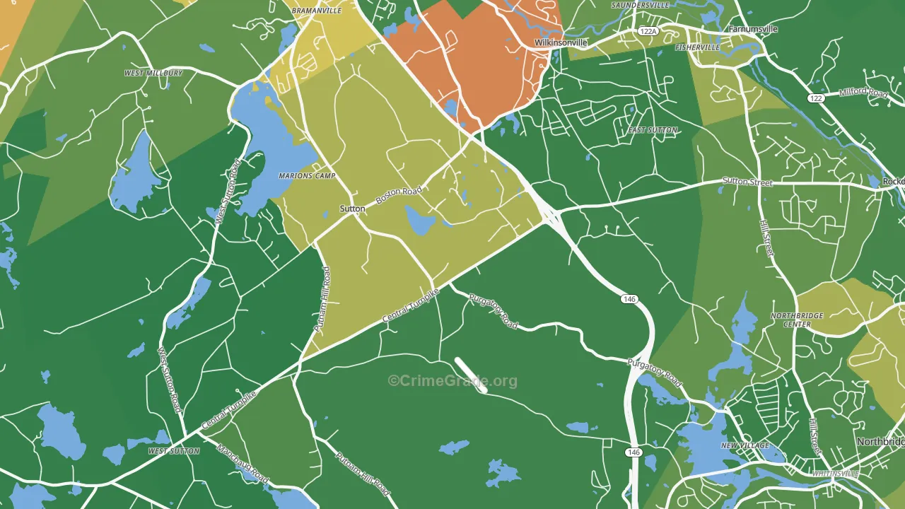 Sutton, MA Map of Drug-Related Crime Rates