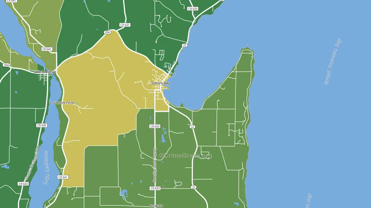 Suttons Bay, MI Map of Drug-Related Crime Rates