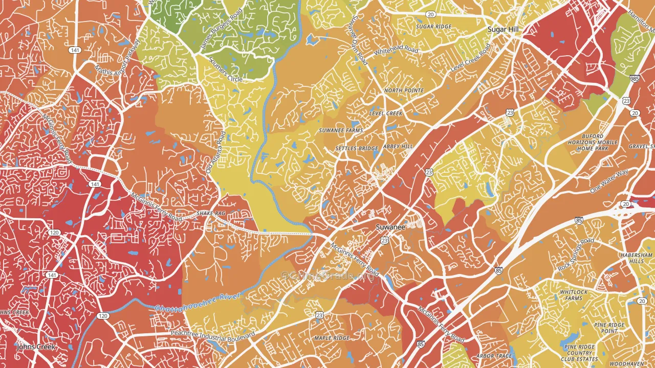 Suwanee, GA Map of Drug-Related Crime Rates